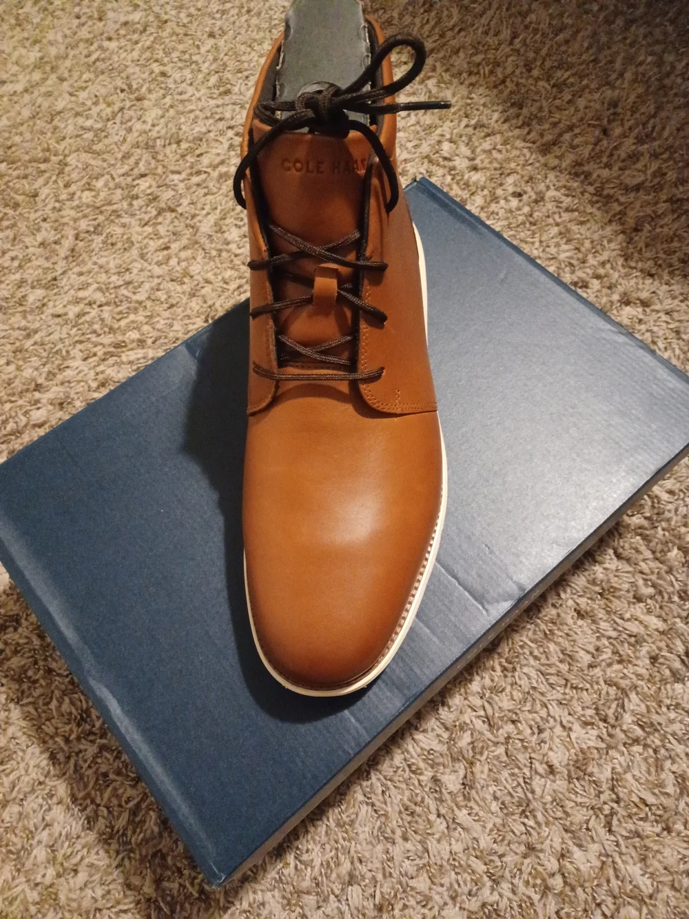 Cole Haan Men’s Tan Leather Casual Chukka Boots British Tan/ivory